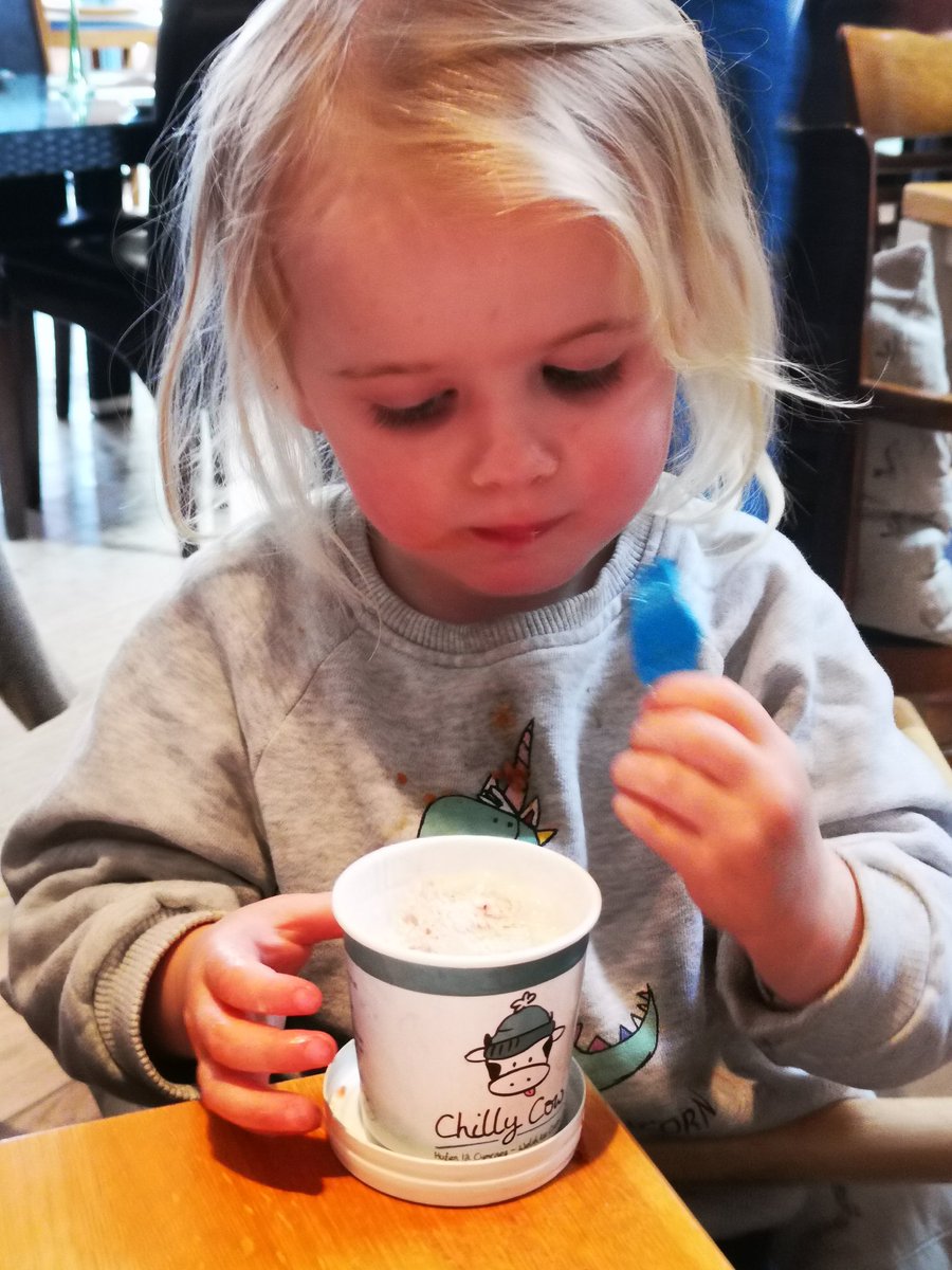 This one loves her #icecream, especially @chilly_cow  #strawberry  flavour at #rhugestate today. #nosharing