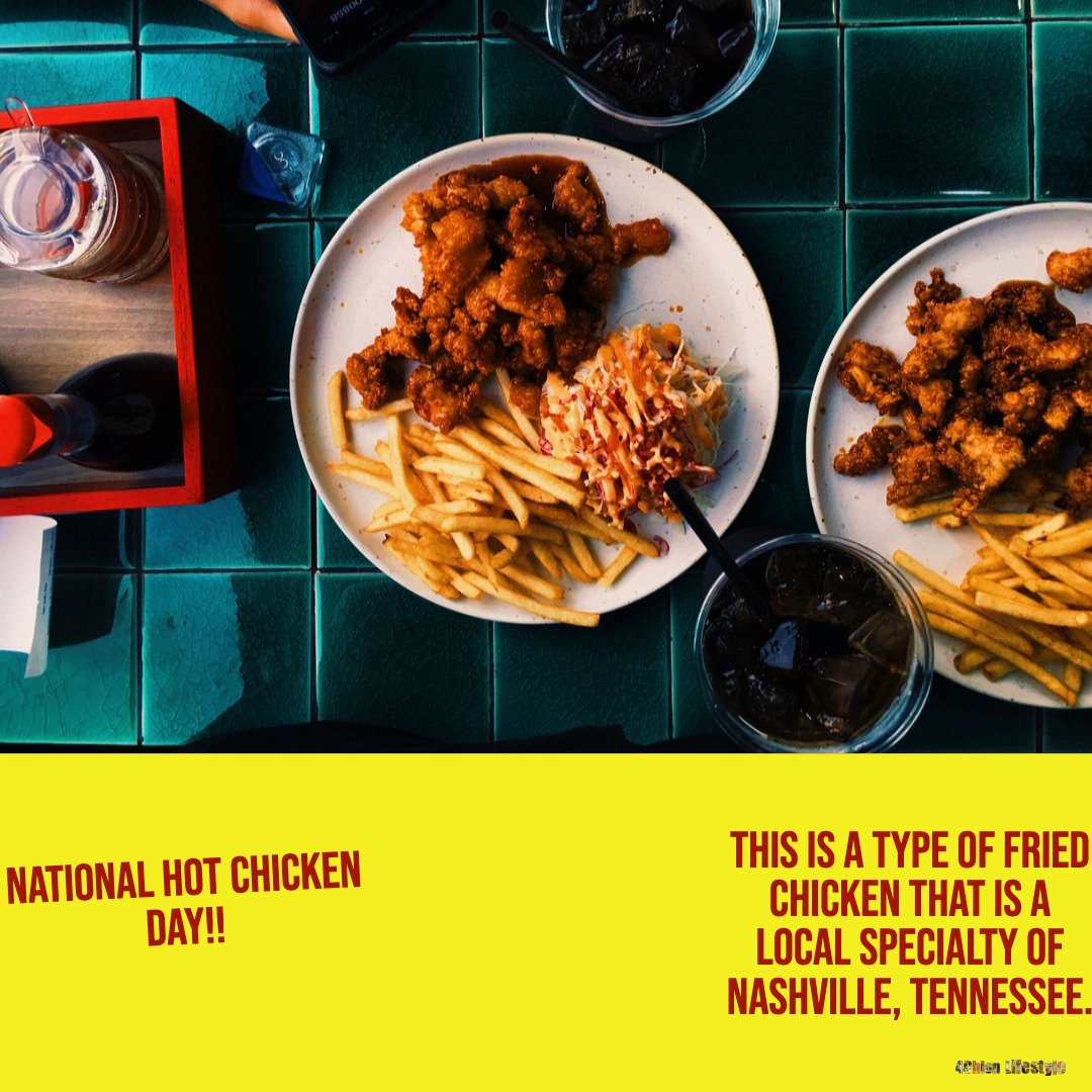 National Hot Chicken Day!!! This is a type of fried chicken that is a local specialty of Nashville, Tennessee.
#nationalhotchickenday #foodie #chicken #dinner #friedchicken #4chionstyle #4chionsffodie #foody