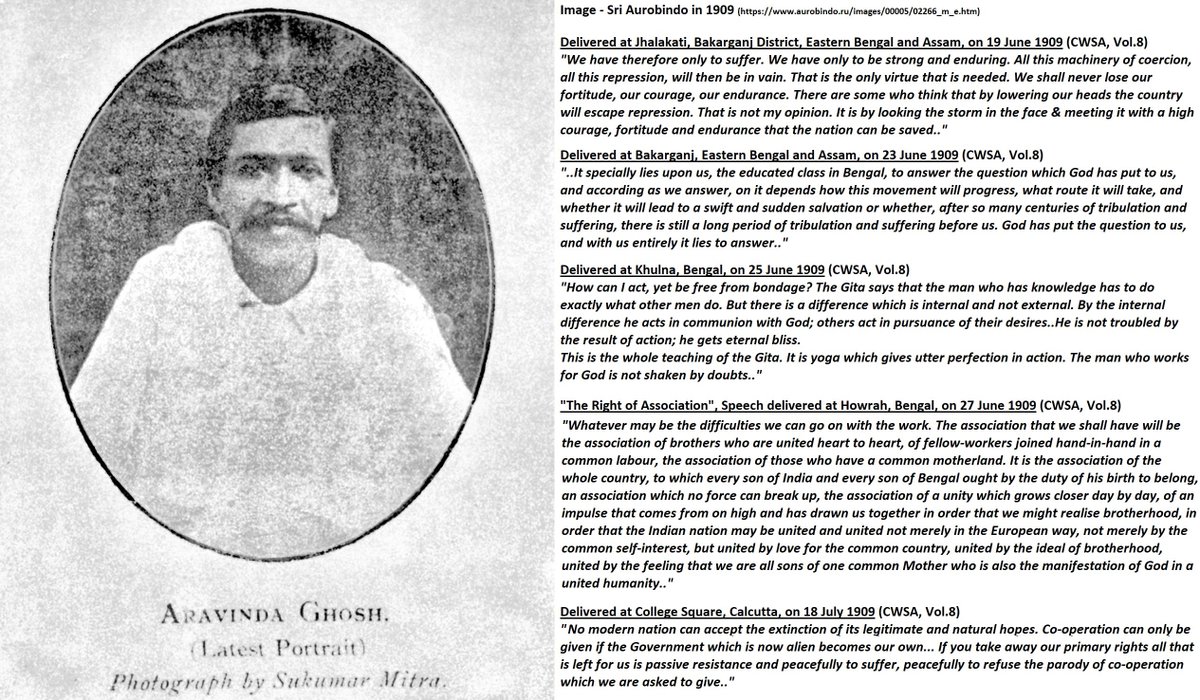 53) Speeches in Barisal, Khulna, Howrah, Calcutta:'Karmayogin' became a hit, with subscribers from all over India. As Nivedita wrote, "How I wish I could get a copy every week!..Aravindo is magnificent!" #SriAurobindo's speeches at the time conveyed a major theme—Perseverance: