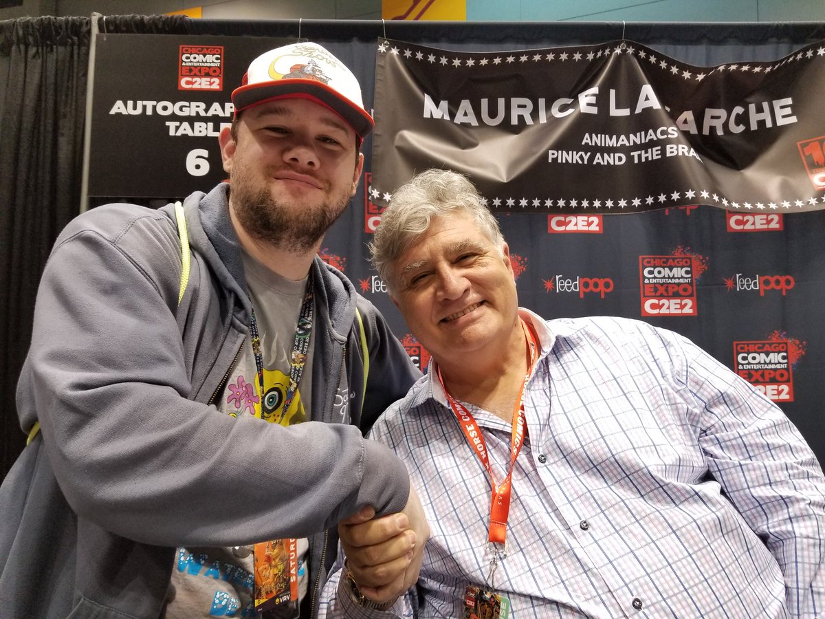 BadAttitudeBD's tweet photo. A week ago today I met four of the most fantastic people and they're not bad voice actors either 😎  Thank you for continuing to inspire me, @yakkopinky, @JessHarnell, Tress MacNeille and @MAURICELAMARCHE. https://t.co/Wo92omb5Qj