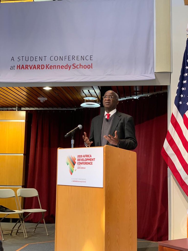 FMWNIG's tweet photo. Hon Min @tundefashola delivering keynote to @Harvard students at the 2019 @AfricaDevConf Theme - “New Global Partnerships for Africa’s Development: Creating our Desired Future Together.” https://t.co/pwGzV9zSJK