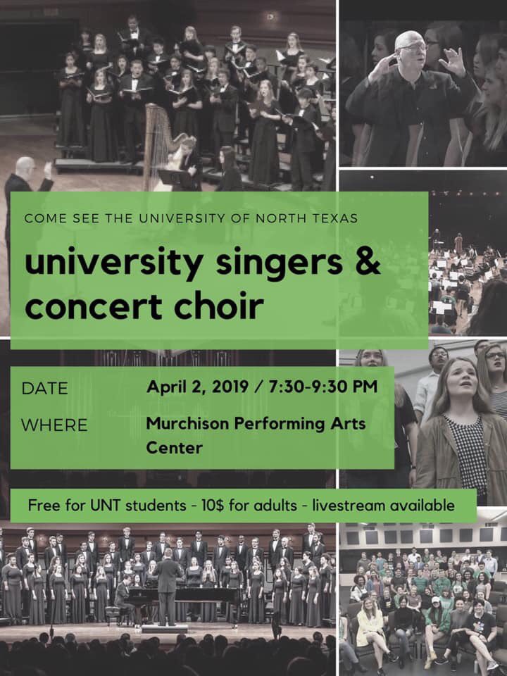 University Singers and <a href="/UNTConcertChoir/">UNT Concert Choir</a>! <a href="/UNTCoM/">UNT College of Music</a> <a href="/theMPAC/">UNT Murchison Center</a>