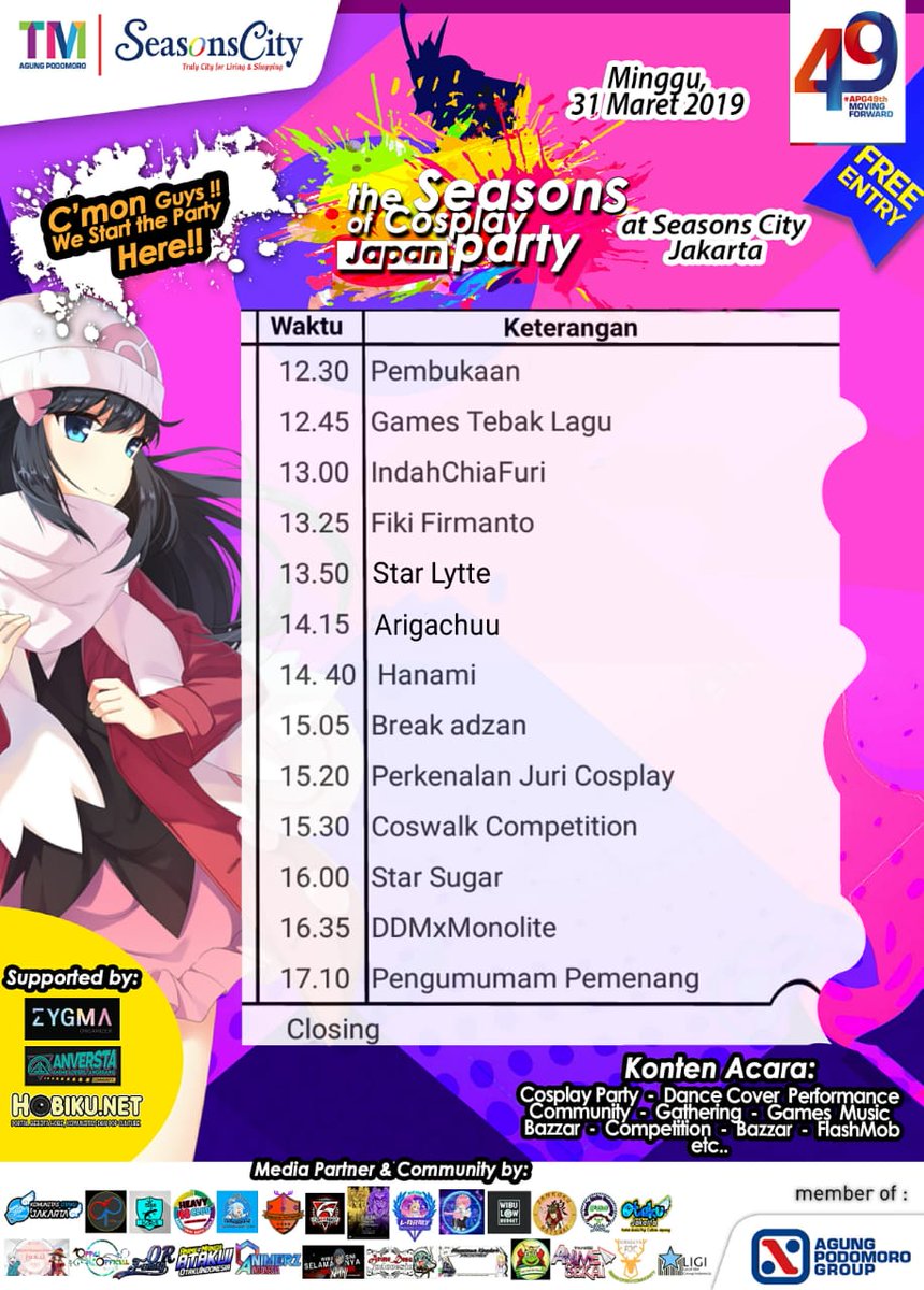 doki2otaku's tweet photo. NGEVENT LAGI KUY 😎

Besok jangan lupa gaes jejepangan lagi 😀 hayuk ramaikan

The Seasons of Cosplay Japan Party
31 Maret 2019
Lokasi : Season's City, Jakarta
FREE HTM

Sampai jumpa esok 😉
#megu
#doki2otaku #merch #anime #event #cosplayjapanfestival #seasonscity #matsuri #otaku https://t.co/5hIfaYkjya