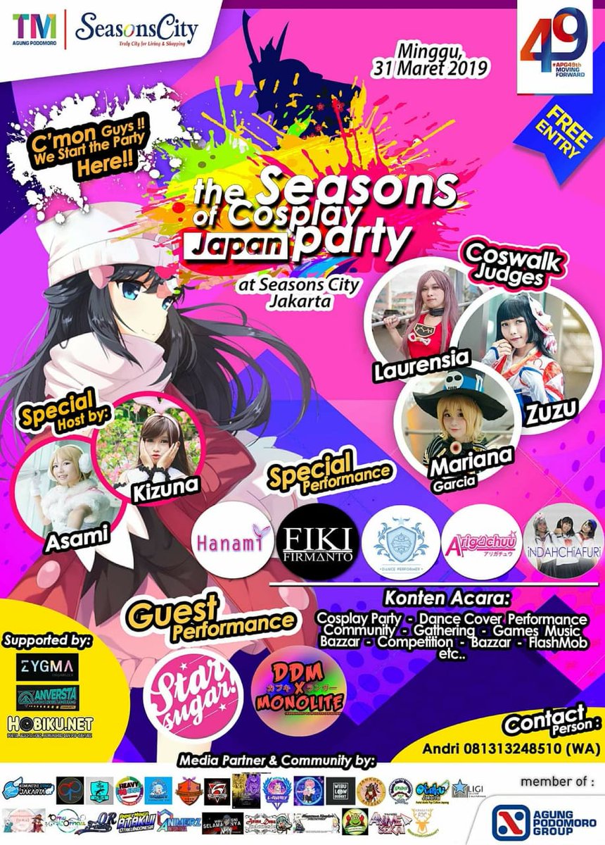 doki2otaku's tweet photo. NGEVENT LAGI KUY 😎

Besok jangan lupa gaes jejepangan lagi 😀 hayuk ramaikan

The Seasons of Cosplay Japan Party
31 Maret 2019
Lokasi : Season's City, Jakarta
FREE HTM

Sampai jumpa esok 😉
#megu
#doki2otaku #merch #anime #event #cosplayjapanfestival #seasonscity #matsuri #otaku https://t.co/5hIfaYkjya