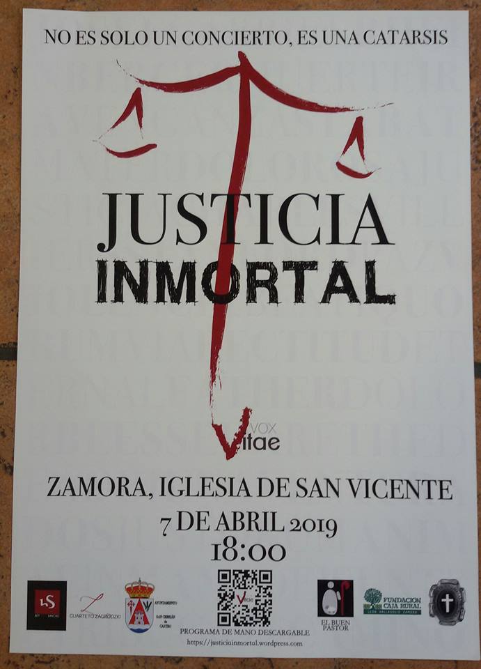ZamoraOfiTurism's tweet photo. 7 de abril en la Iglesia de San Vicente a las 18.00 h, concierto "Justicia Inmortal". Programa de mano descargable: https://t.co/RnZnVPiT9n https://t.co/JmUkNDYEmk