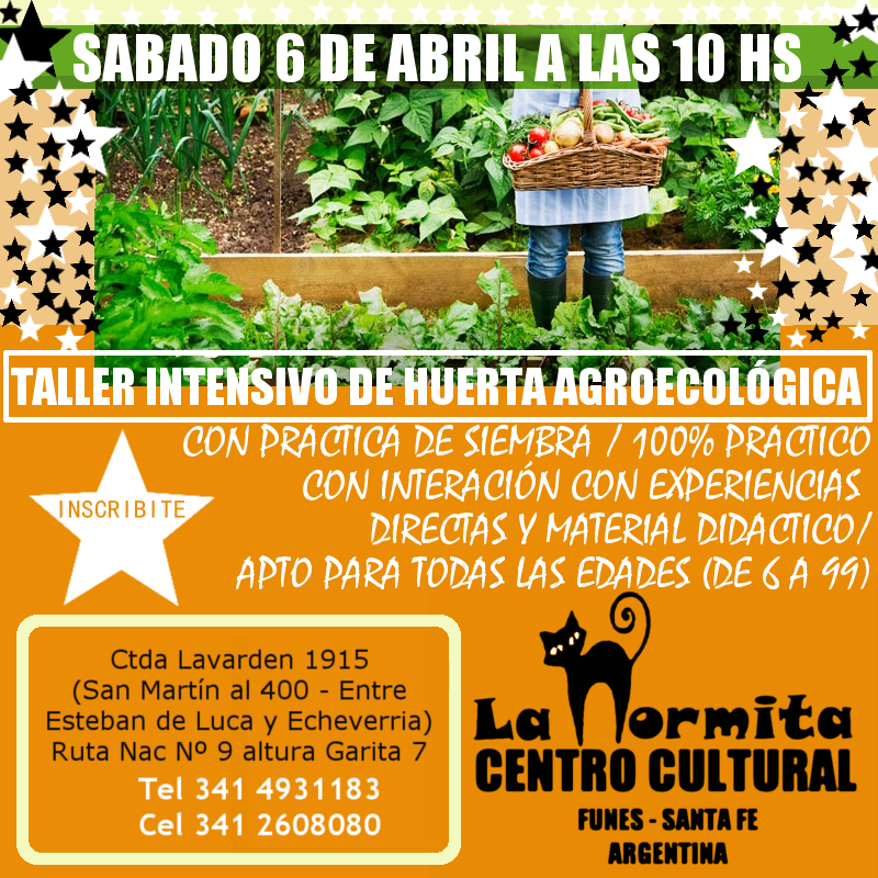 ccnfunes's tweet image. #TALLERESENCCN2019 sábado 6 de Abril desde las 10 hs. TALLER INTENSIVO DE HUERTA AGRO-ECOLÓGICA , el mismo esta orientado a público de todas edades a partir de los 6 años. Con PRACTICA DE SIEMBRA. Se entrega material y CERTIFICADO DE ASISTENCIA.INSCRIPCIÓN al 4931183