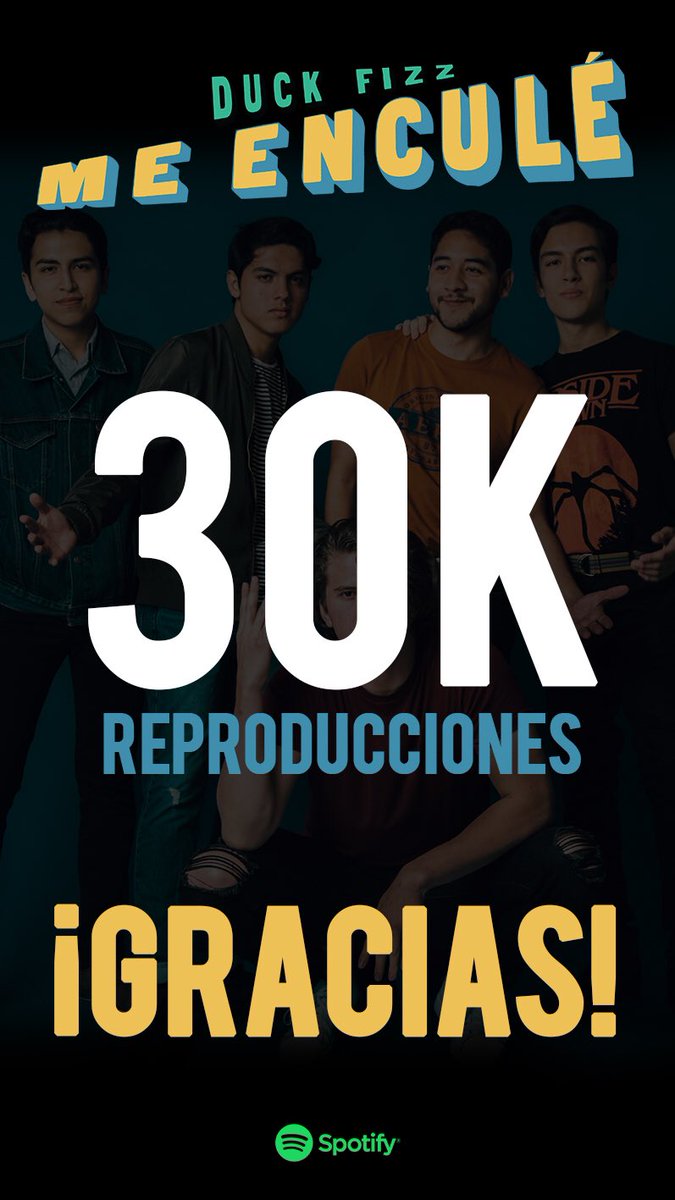 Duck_Fizz's tweet photo. Amigos, “Me Enculé” llego a las 30K reproducciones en @Spotify! Muchas gracias!
#DuckFizz https://t.co/KtCWNt4Hrv