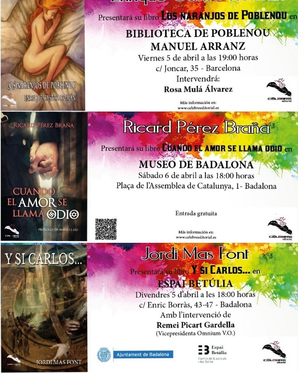 CelebreSl's tweet photo. https://t.co/7ulmDPTDiI 
EN BREVE MÁS INFORMACIÓN 
¿QUIERES SER UN AUTOR 
CÉLEBRE? 
ENVIA TU MANUSCRITO A:
manuscritos@celebreeditorial.es
#badalona #jordimatamorossanchez #ricardperez #manuelbaraja #autorescelebreeditorial #autorescelebres
#jordimas #enriquecastro #poblenou https://t.co/oGDPcAzlri