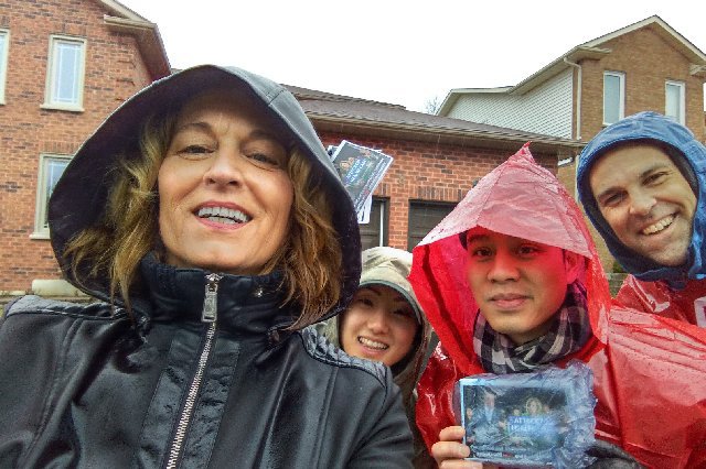 UniforTheUnion's tweet photo. A little rain won't stop us talking to #NewmarketAurora residents about @celliottability plan to privatize health care services in Ontario. #StopBill74 #onpoli #onhealth https://t.co/57CRZ5y4bt