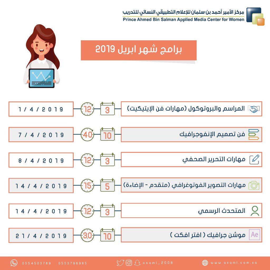 Talal1's tweet photo. دورات منوعة بمجالات إعلامية عديدة ومطلوبة .. مقدمة من #أكاديمية_الأمير_أحمد_بن_سلمان للإعلام التطبيقي 👈🏼 @asami_2008 تحت إشراف كوادر مميزة ومتخصصة .. هنا البرامج والدورات المتاحه في شهر ابريل للرجال والنساء👇🏼 

📩للتواصل عبر WhatsApp 
0554503769
0553796985 https://t.co/NdBusTID31