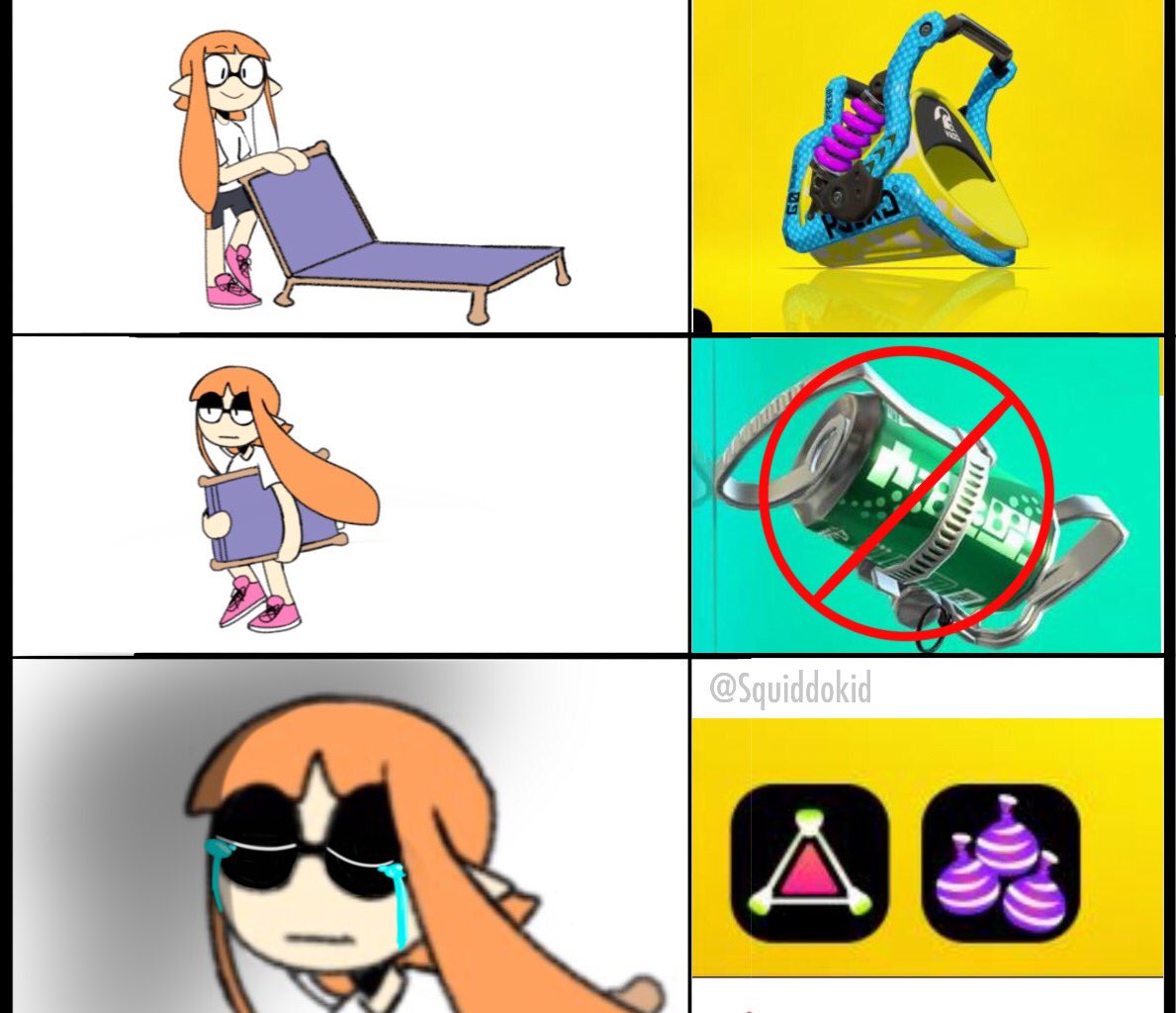 Squiddokid's tweet photo. Why u not being nice on the pretty bucket Mr. Nogami 
:,( #InklingOpen https://t.co/kQ4a9yvKWL