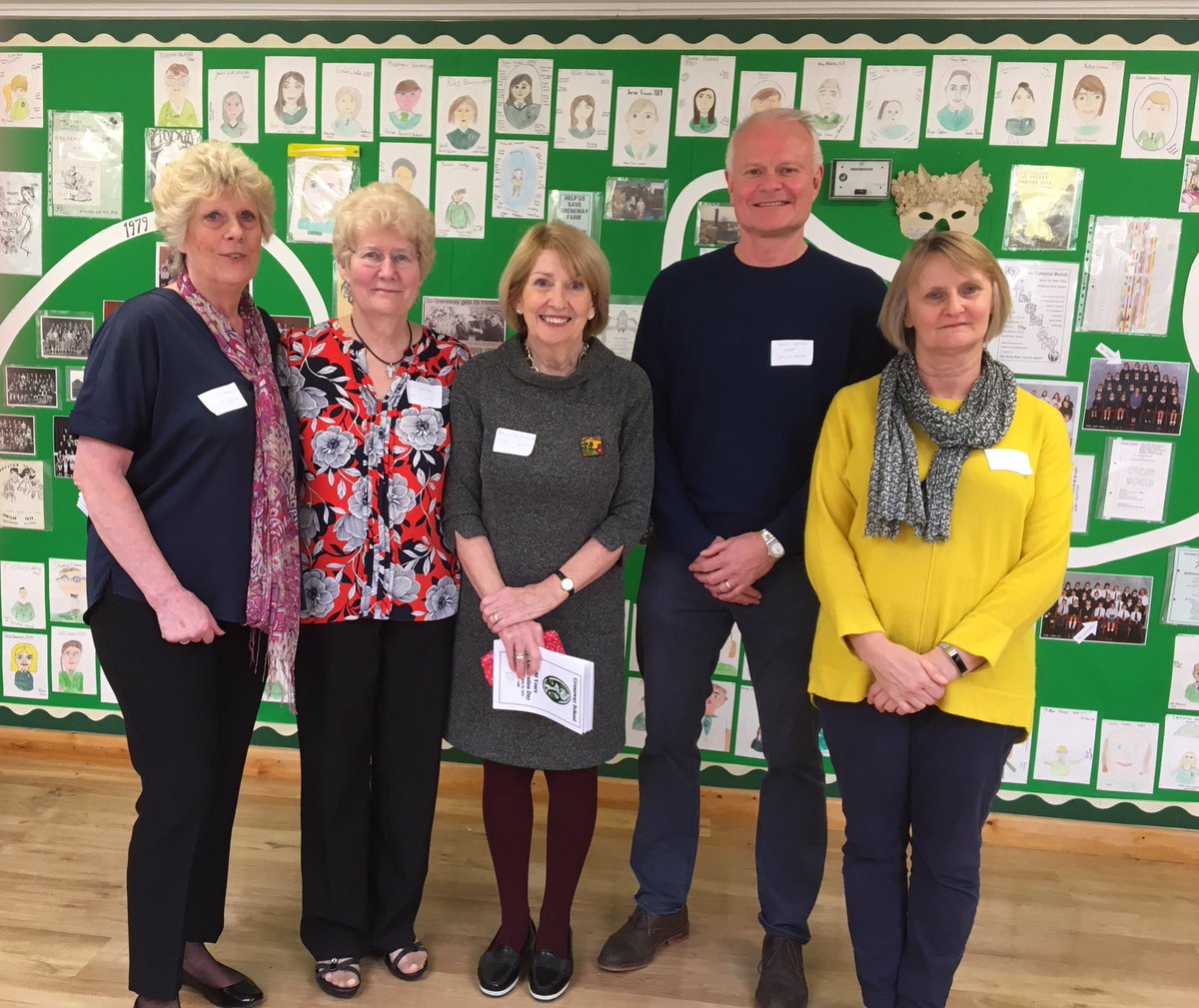greneway50's tweet photo. #Greneway50: Organising TEAM in front of the ‘Greneway 50 Journey’ artwork created by current pupils showing any family links with past pupils #TEAM #Legacy https://t.co/aMkyn92vbn