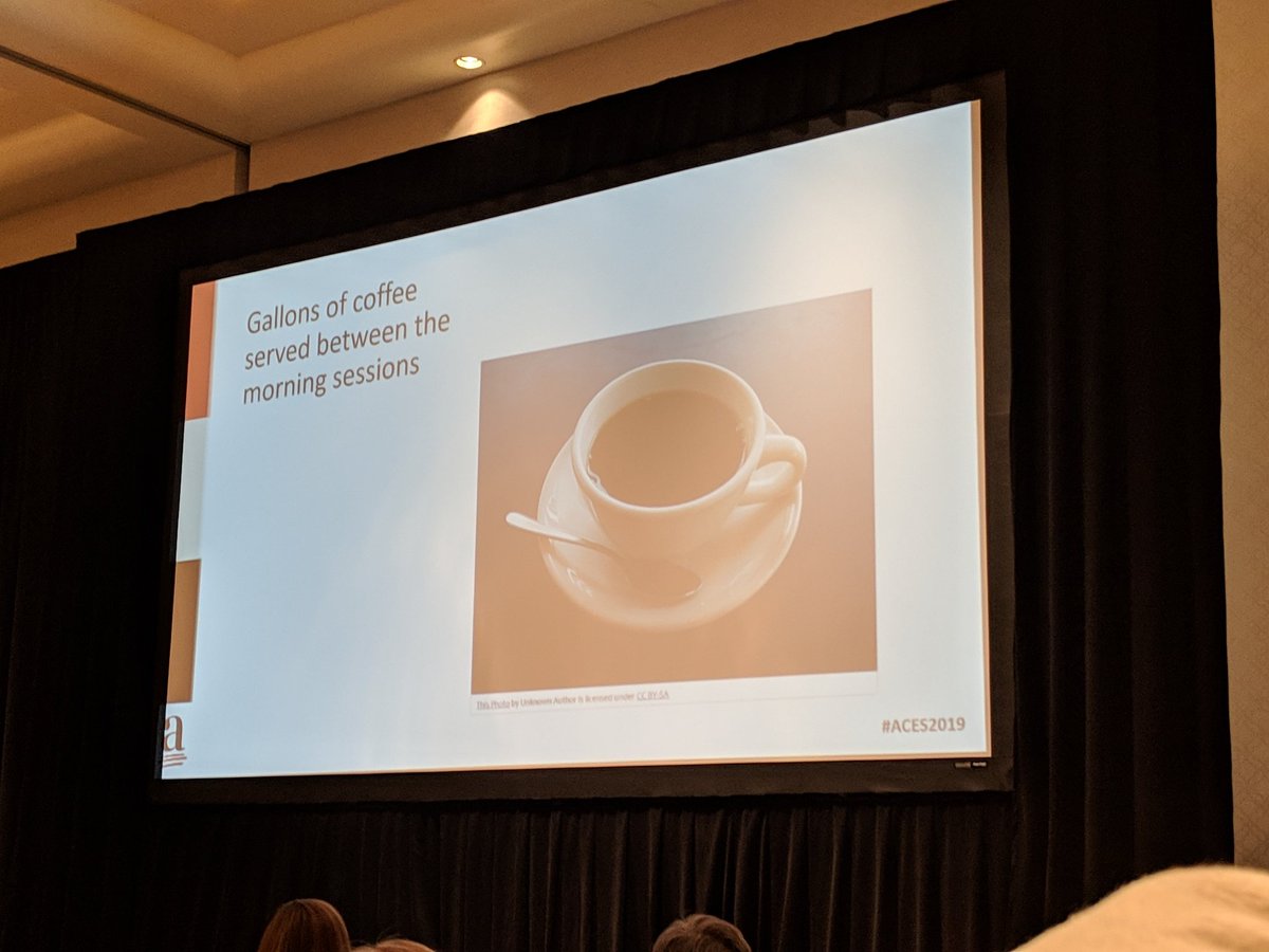 ACESEditors's tweet photo. More than 300 gallons of coffee is how much #ACES2019 attendees drank! We keep track of the important metrics. #coffee https://t.co/3iBswABcdu