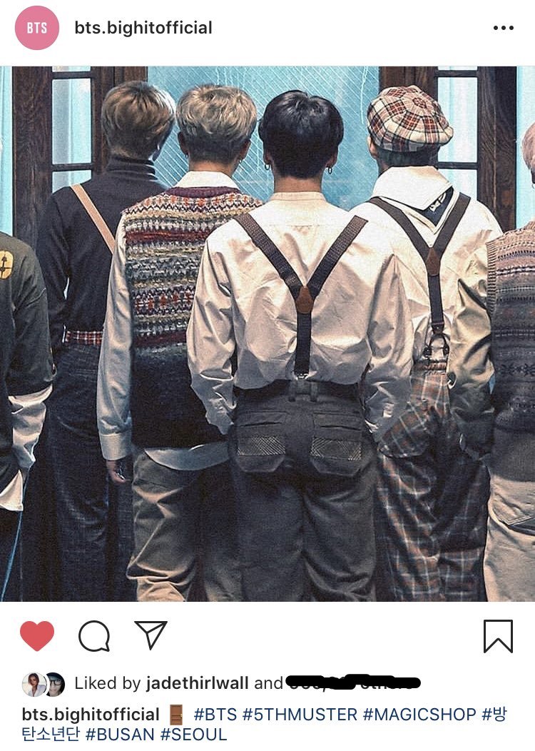 — jade liked this cute bts' ass picture on instagram (friendly reminder she follows them) picture link:  https://www.instagram.com/p/BvowFmOjrnf/ 