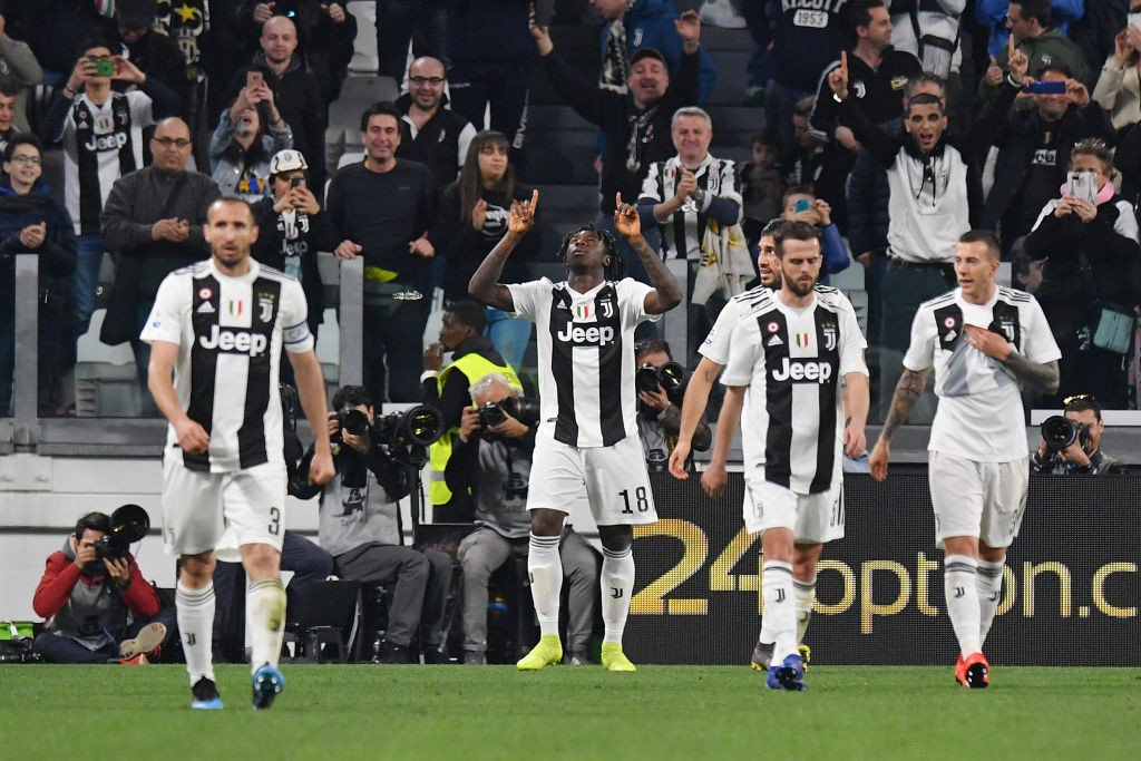 Moise Kean celebra el gol del triunfo.