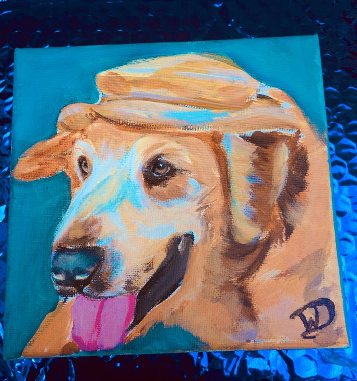 Shinertrip's tweet image. Thank you @Chewy for the lovely painting of our sweet old man!! He is shining down smiling at this great pic of him!! Y’all are so awesome!!