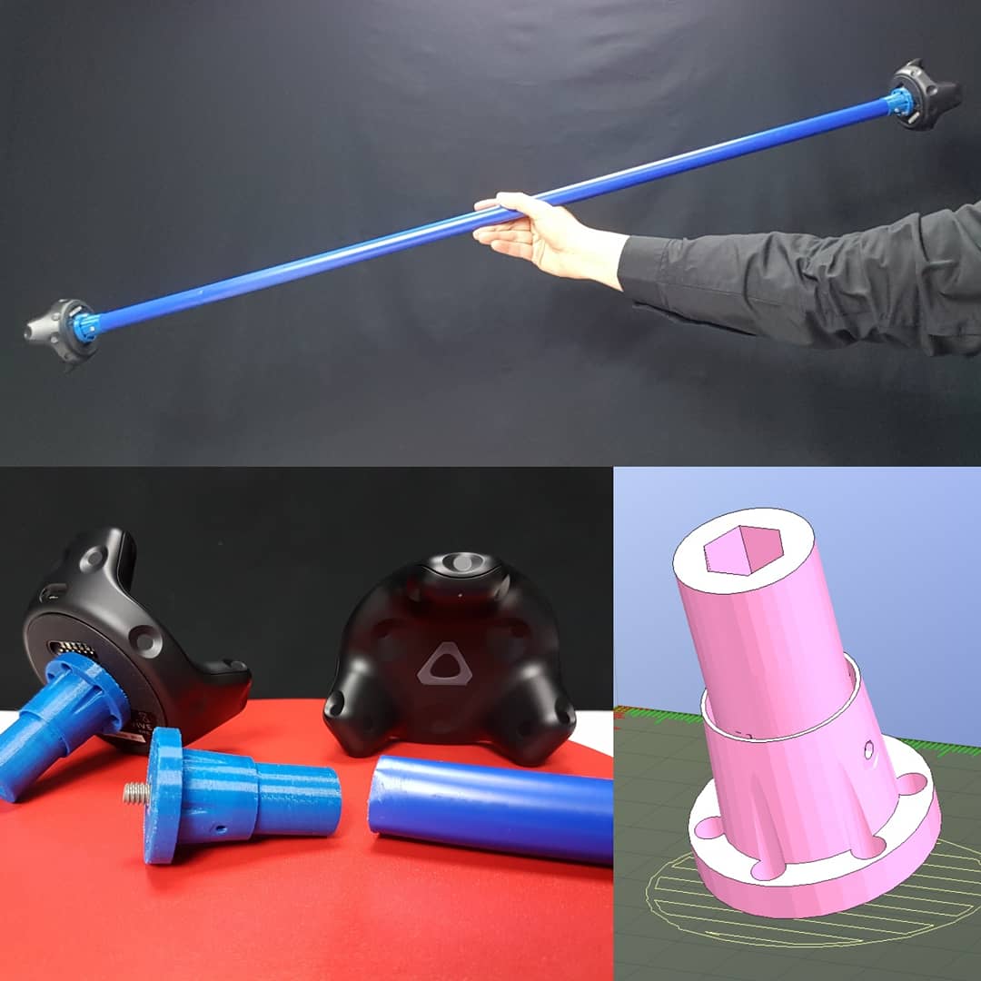BlueGogglesVR's tweet photo. My new tracked stick! It can be used as a virtual rowing, virtual paddle, virtual stick/spear, or even as a control bar for virtual hang gliding! I intend to try it in different VR games and share the experiences...
#vr #htcvivetracker #virtualrowing https://t.co/EpX2Zn94nq