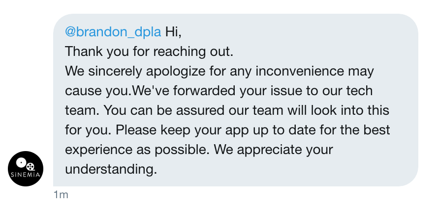 brandon_dpla's tweet photo. Just to start a log for everyone to see, here is their lame customer support response: https://t.co/Ujk9Nz3KEx