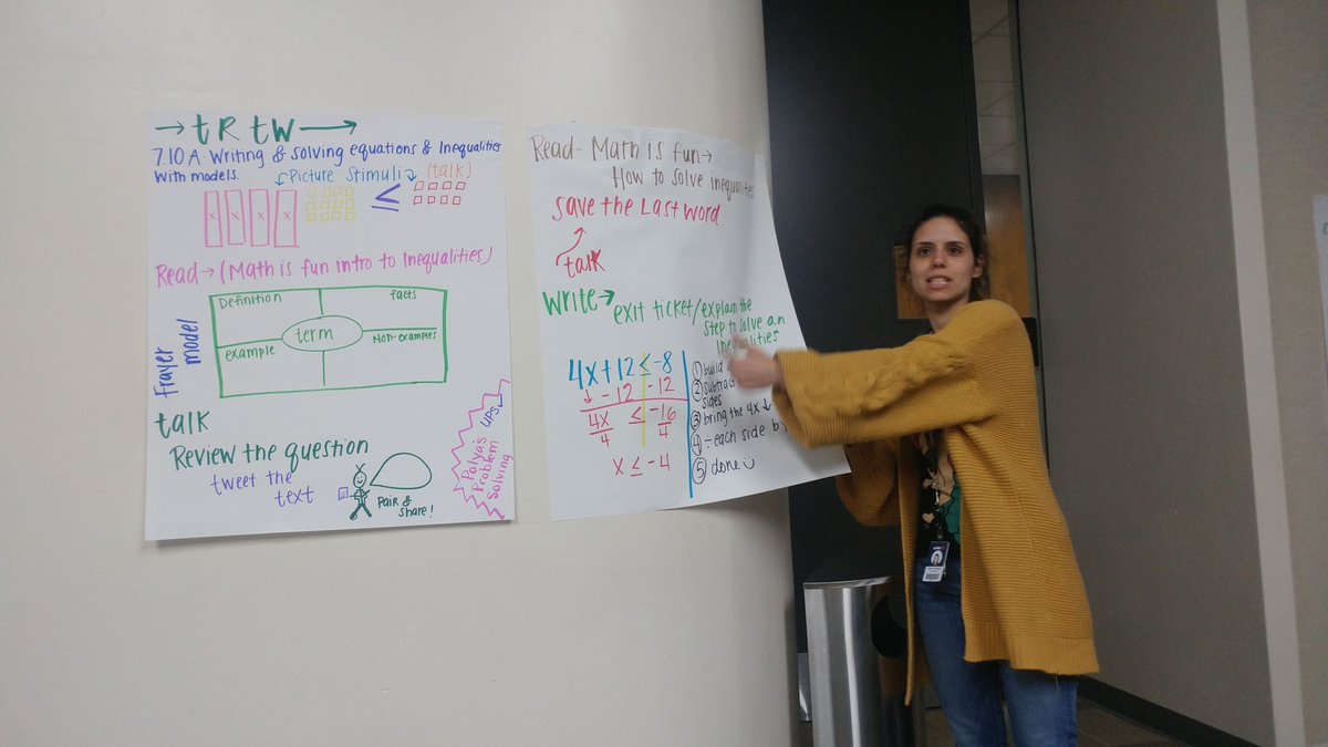 DrCBenge's tweet photo. TRTW--@MeadJaguars math teacher Yesenia Almeida explains her group's Talk Read Talk Write plans at today's session. Hooray for math teachers who support language development in @AldineISD. @spateslady @tdavis_aldine @KatyRoede @Seidlitz_Ed @SIOPModel @betsiemhaisler @drgoffney https://t.co/nkLMhn839h