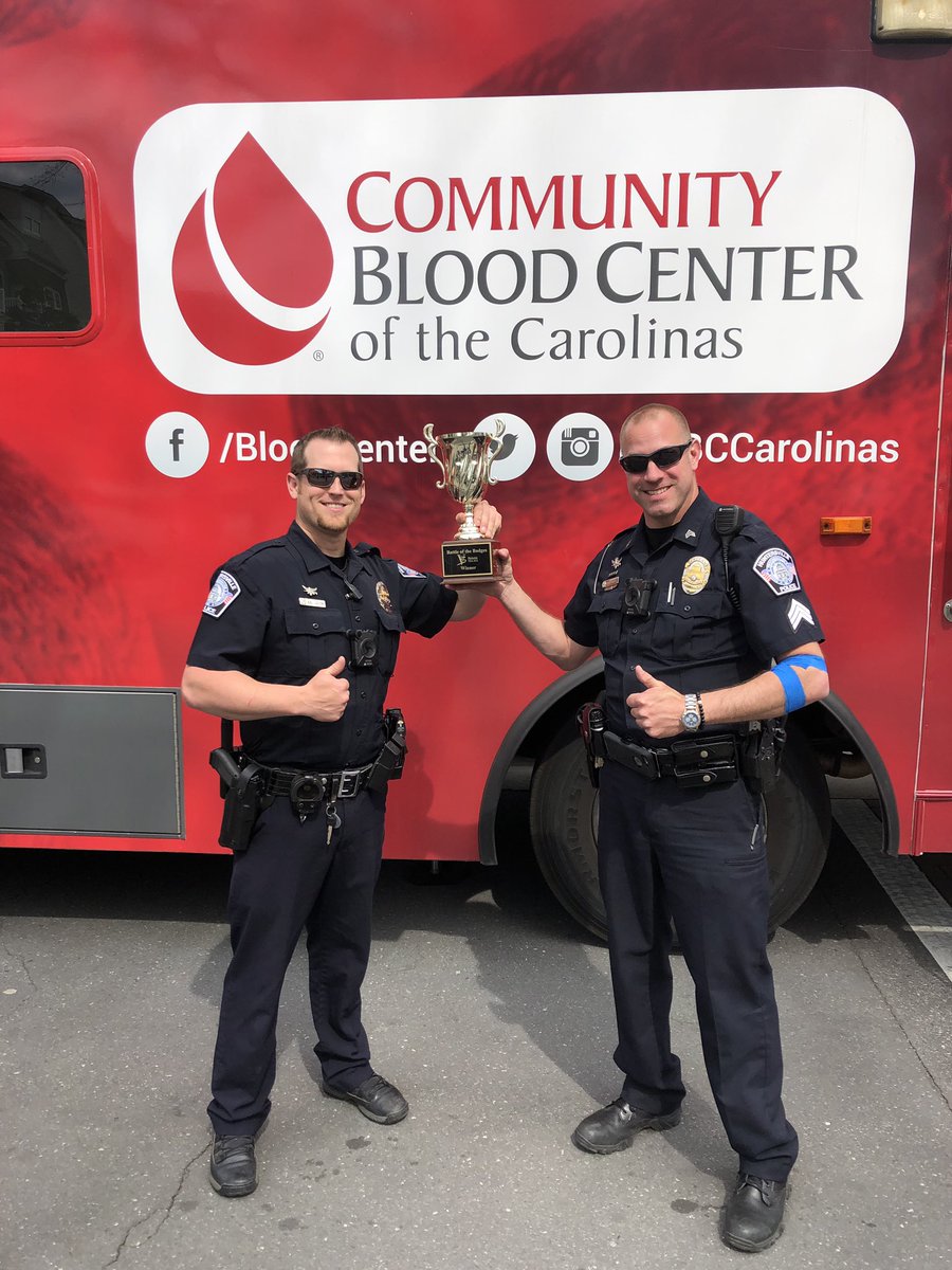 Huntersville_FD's tweet photo. Today’s #BattleOfTheBadges Blood Drive was a HUGE success. A total of 94 blood donors, setting a new record for us. Congrats to @HPDNC for winning! HPD Will receive $1000 for the charity of their choice. Huge thank you to @ShopBirkdale for your continued support! #OneTownOneTeam https://t.co/SDwJ2OBSkl
