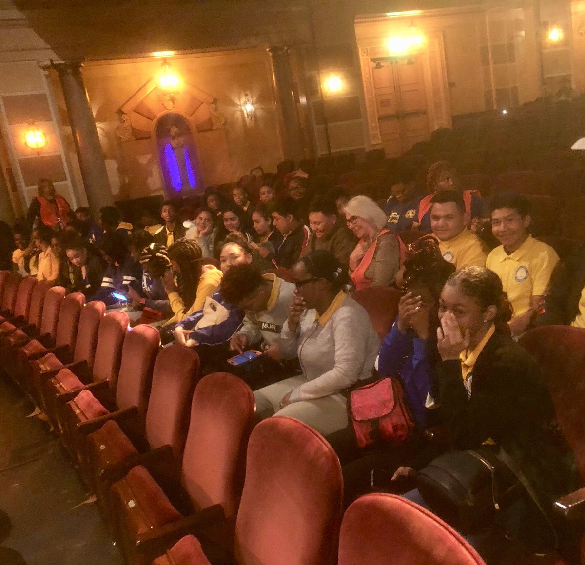 NBSFNOLA's tweet photo. JFK students were in the room where it happened! They experienced the full performance and a cast talk. #Hamilton #EduHam #HamCam #NBSF #NolaEd #JFKnola https://t.co/gnjBmSvm4f