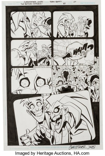 ChrisJonesArt's tweet image. Some black and white art scans from my run on the #BatmanStrikes. Really enjoy doing hand-lettered sound effects on this series. Inks by Terry Beatty. #Batman80