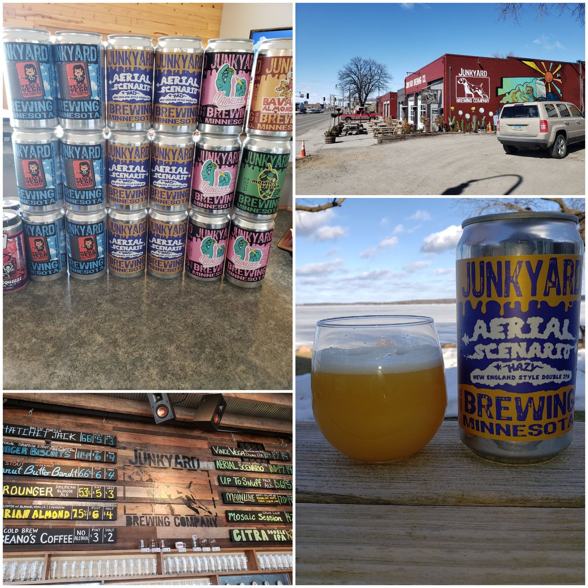 TheTimMohn's tweet photo. What a great day. First time ever visiting @JunkyardBrewing and it was everything I hoped for. Felt like a kid in a candy store (would have loved some #BAFreeCandy), but nevertheless, a great haul is making it's way back to the Twin Cities. https://t.co/c5SHHt8FvG
