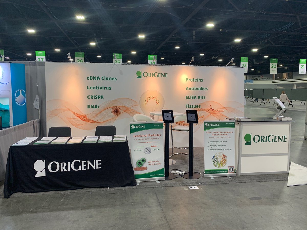 origenebio's tweet photo. We are all set for AACR! Come and visit us tomorrow at booth #3341! For details of what we offer and doing at the booth, please visit https://t.co/d9VX5vcUeg #AACR2019 https://t.co/jy8EPteqX9