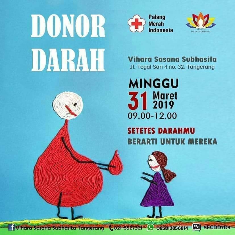 #INFO #DonDar #Tangerang | 31 Maret 2019 | 09.00 - 12.00 | Vihara Sasana Subhasita. Jl. Tegal Sari 4 no. 32 | #ViharaSasanaSubhasita <a href="/june_bfl/">June Malkan</a> cc <a href="/BFLTangerang/">BFLChapter Tangerang</a> <a href="/InsideTangerang/">Seputar Tangerang</a> <a href="/TangerangUpdate/">Tangerang Update</a> @zonatangerang