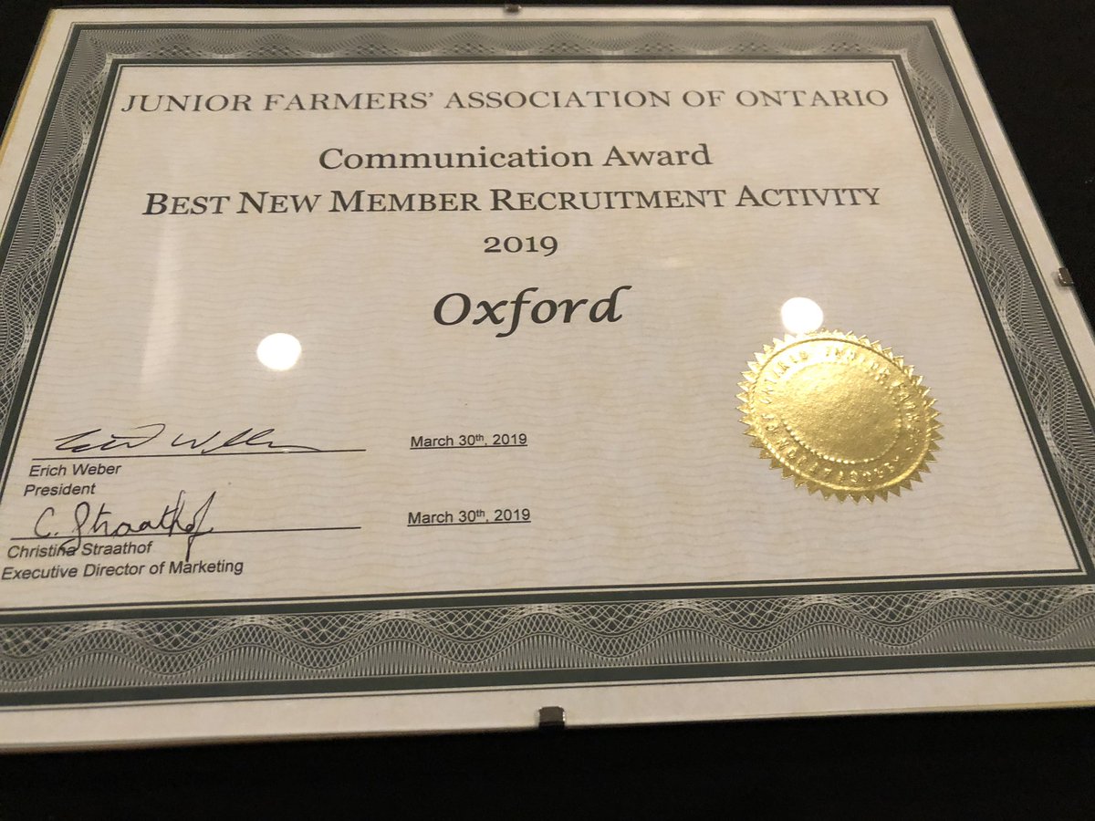 Our ice cream socials (touring Oxford County enjoying ice cream) earned us an award for the best new member recruitment activity. We had at least one guest at each event that turned into 5 new members!! #JFAOMLC19 <a href="/JuniorFarmers/">JFAO</a>