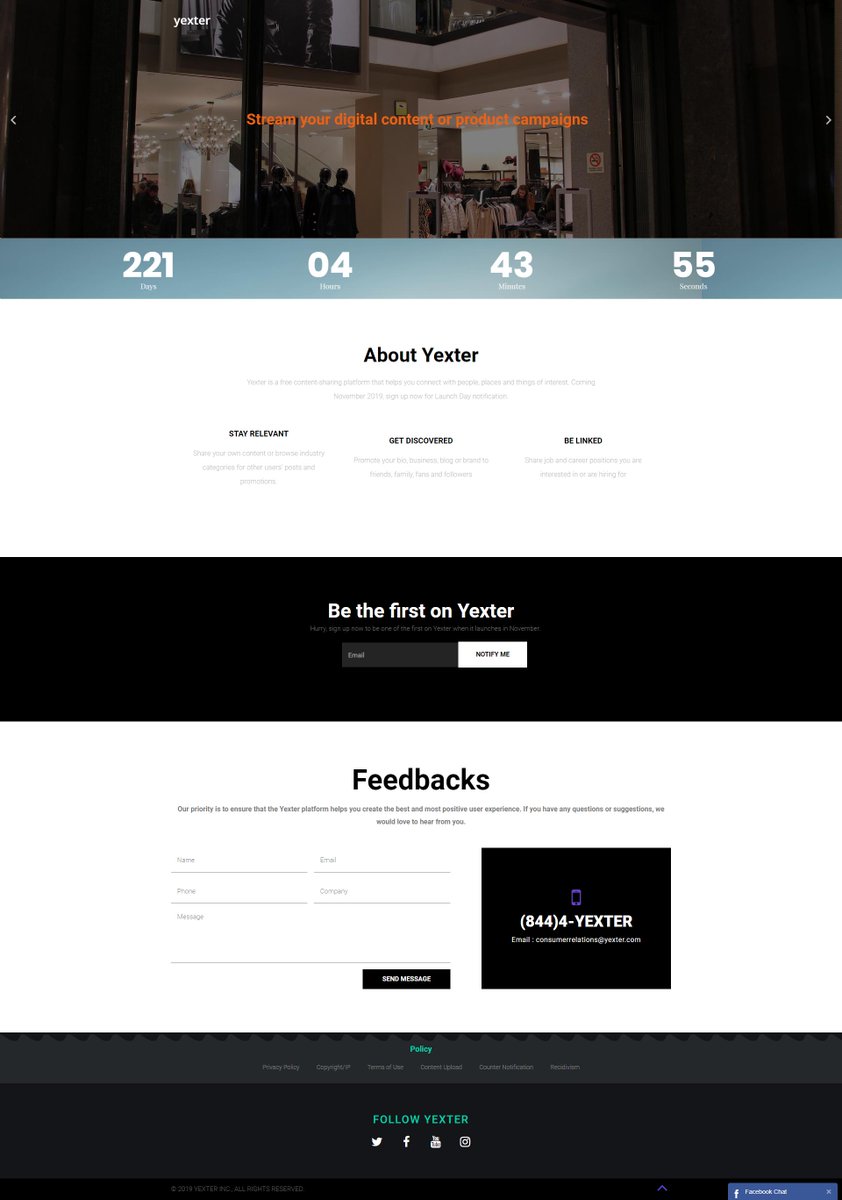 yexter.com is a new content-sharing app that's launching this November. Go to yexter.com to sign up for launch-day notification. Show, shop or share from one convenient place.