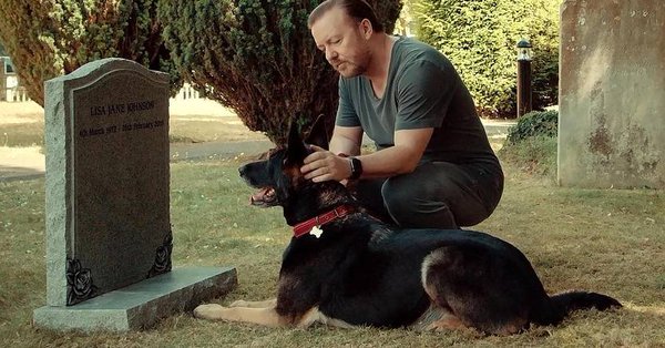 rickygervais's tweet image. Your lovely tweets about #AfterLife are absolutely heartwarming. 
Dog bless you.