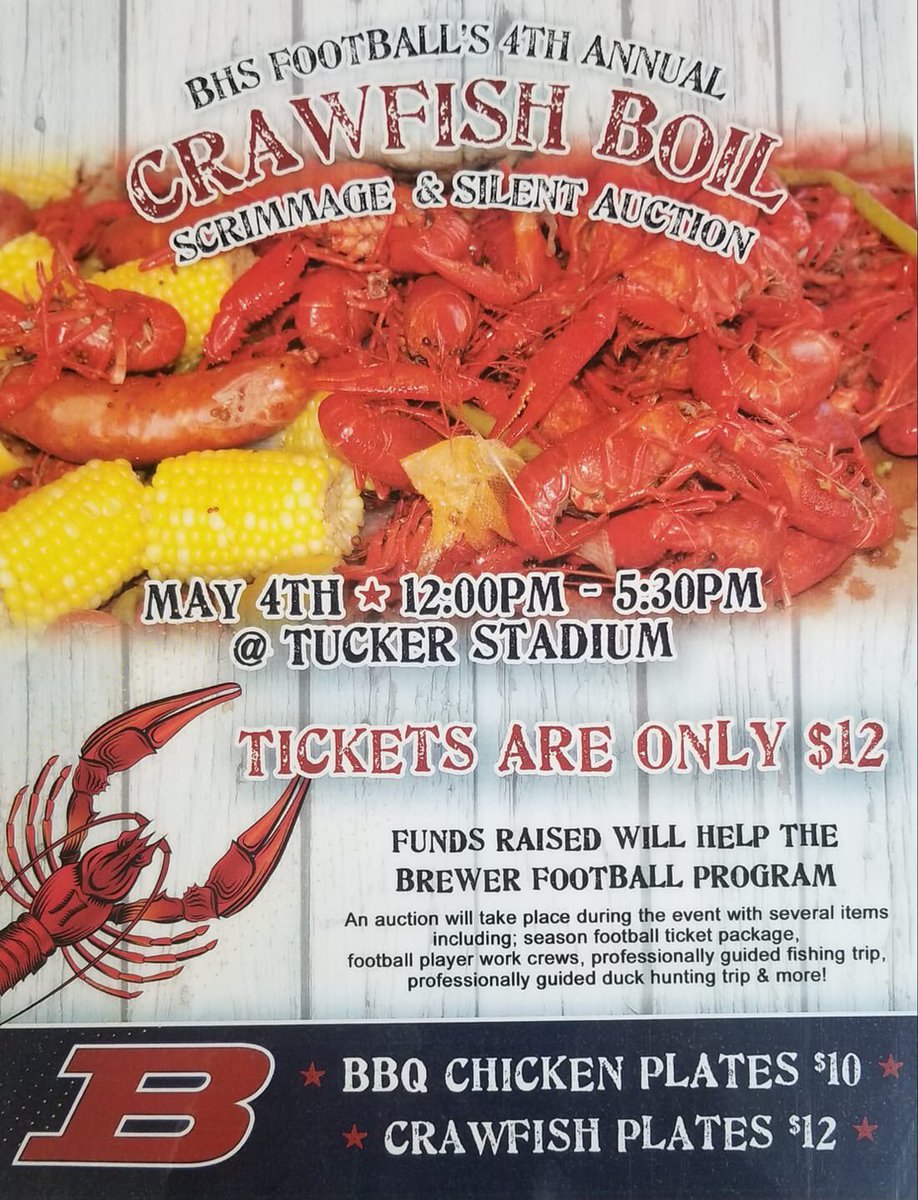 Crawfish Boil to benefit BHS Football.  

#Bbetter 
#mcstakethenextstep