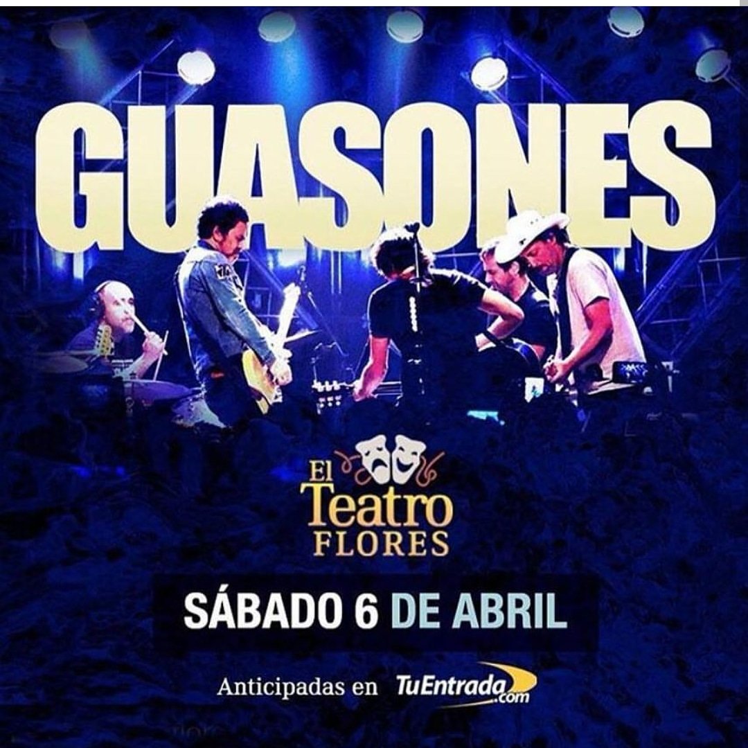 #AgendaVol1 
<a href="/GuasonesoficiaI/">Guasones</a> vuelve a Flores festejando su XXV Aniversario!
📆  Sábado 6 de abril
📌 <a href="/teatroflores/">Teatro Flores 🎭</a>
🎫 Últimas entradas disponibles por sistema <a href="/tuentrada/">TuEntrada.com</a>