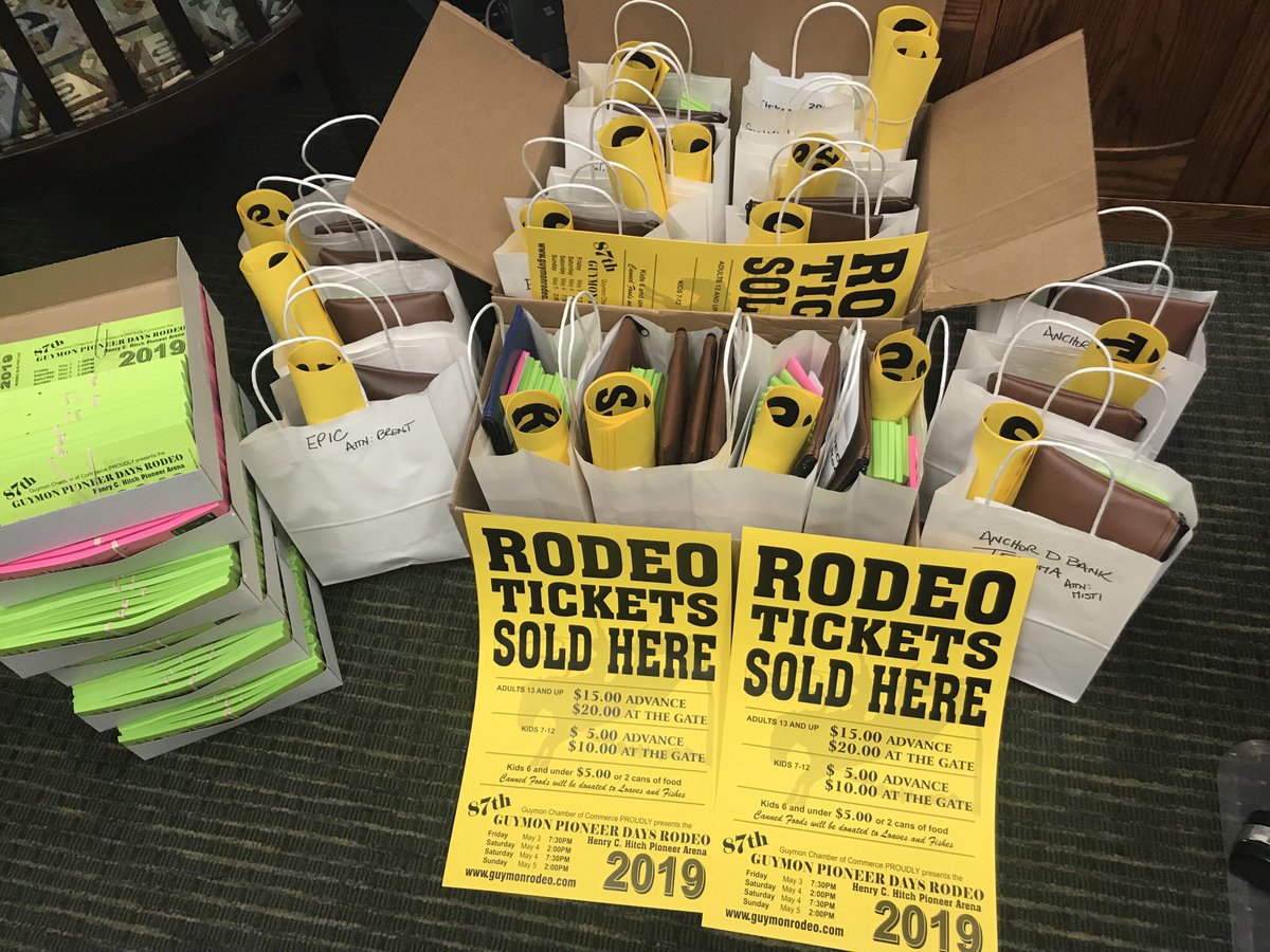 GuymonRodeo's tweet photo. Tickets are being delivered to the Ticket Outlets! Watch for a list of Outlets and the YELLOW signs around town. You want to get your tickets early- save $5.00 per ticket!!! #PRCA #ProRodeoTour #GuymonPioneerDays https://t.co/CFjNeLFR0S