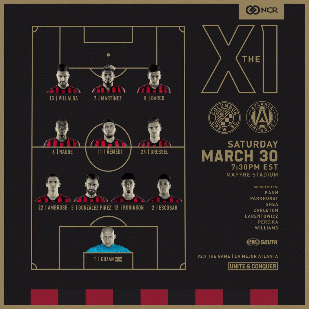 ATLUTD's tweet photo. #ATLUTD’s Starting XI vs @ColumbusCrewSC https://t.co/1Ss6AiHpiJ