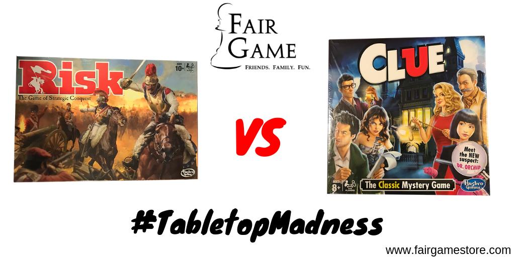 FairGameStore's tweet image. It is time to kick off the second round of #TabletopMadness. This will crown the winner in our "Classic Games" category. Risk vs. Clue!