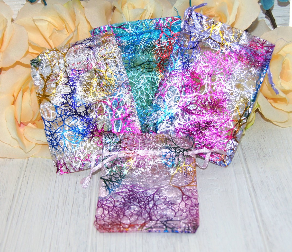 Excited to share the latest addition to my #etsy shop: Metallic Rainbow Tree Organza Sheer Drawstring Jewelry Gift Pouch  etsy.me/2FLM0Go #weddings #rainbow #bridalshower #blingglam #partyfavorbag #treatbag #giftbag #drawstringbag #etsywedding #etsyfind #bag