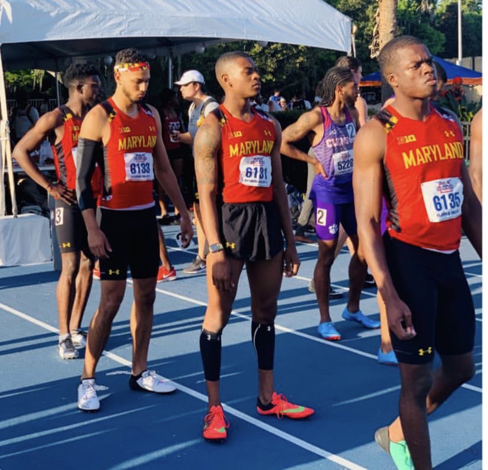 MarylandTrack's tweet photo. It’s time for the men’s 4x400m relay! Heading into battle #RelayTime https://t.co/glNXh4LPs4