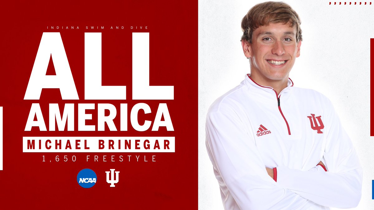 IndianaSwimDive's tweet photo. SCHOOL RECORD!

Freshman Michael Brinegar with an unbelievable swim in the 1,650 freestyle, winning silver with a school record time of 14:27.50!

Best finish for a Hoosier in the event in 46 years!

#GoIU ⚪️🔴 https://t.co/BPa4NgEmct