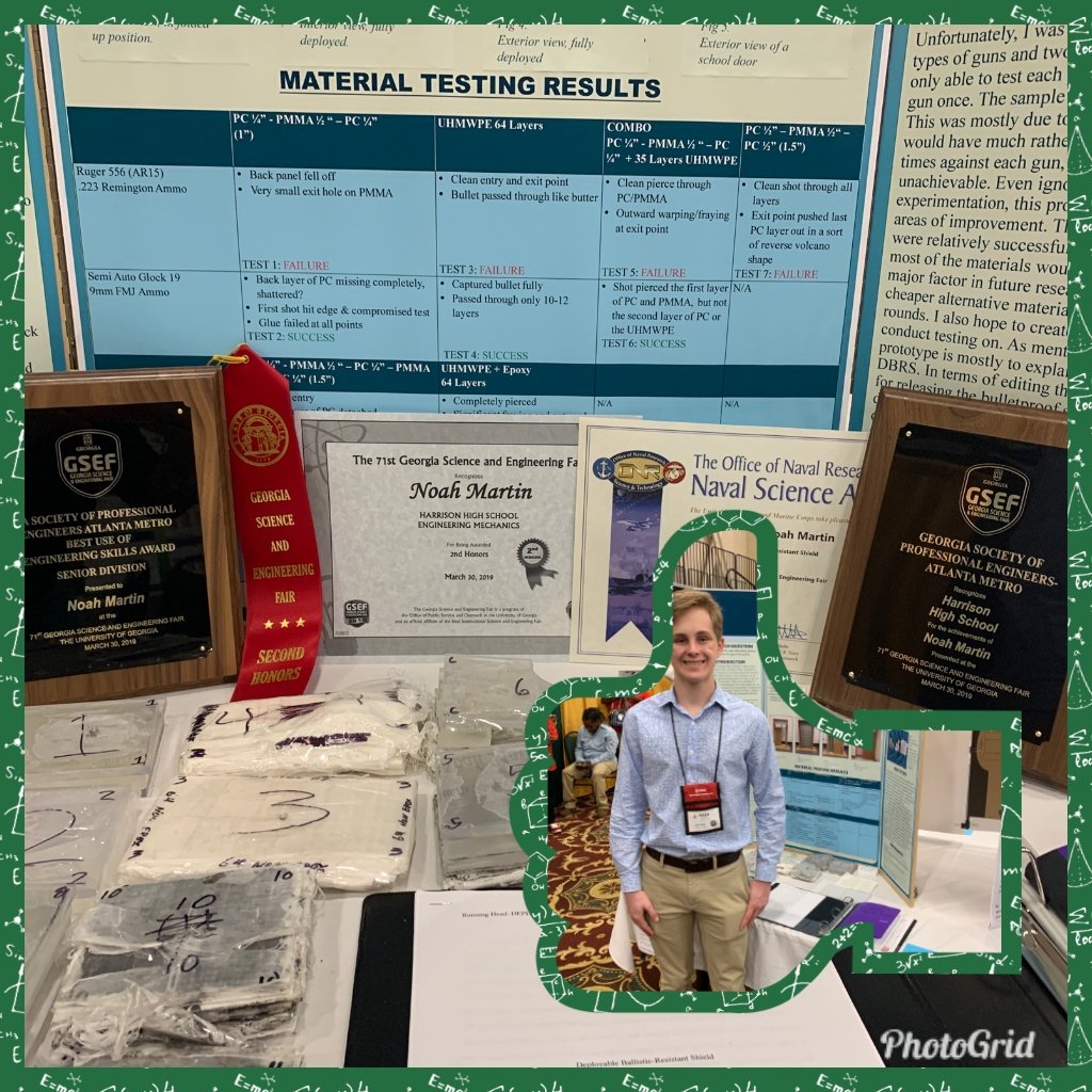 STEM sophomore Noah Martin is coming home with three awards from @GeorgiaSEF !
1)GA Soc Of Prof Engineers Atl Metro, Best Use Of Engineering Skills Award, Sr Div.
2) <a href="/USNavyResearch/">Office of Naval Research (ONR)</a> award
3) 2nd Honors overall!
<a href="/Harrison_STEM/">Harrison STEM</a> @hoyaprincipal <a href="/cobbscience/">Cobb Science</a> <a href="/CobbSchools/">Cobb County Schools</a> <a href="/STEMcobb/">Cobb County STEM/STEAM & Innovation Department</a>