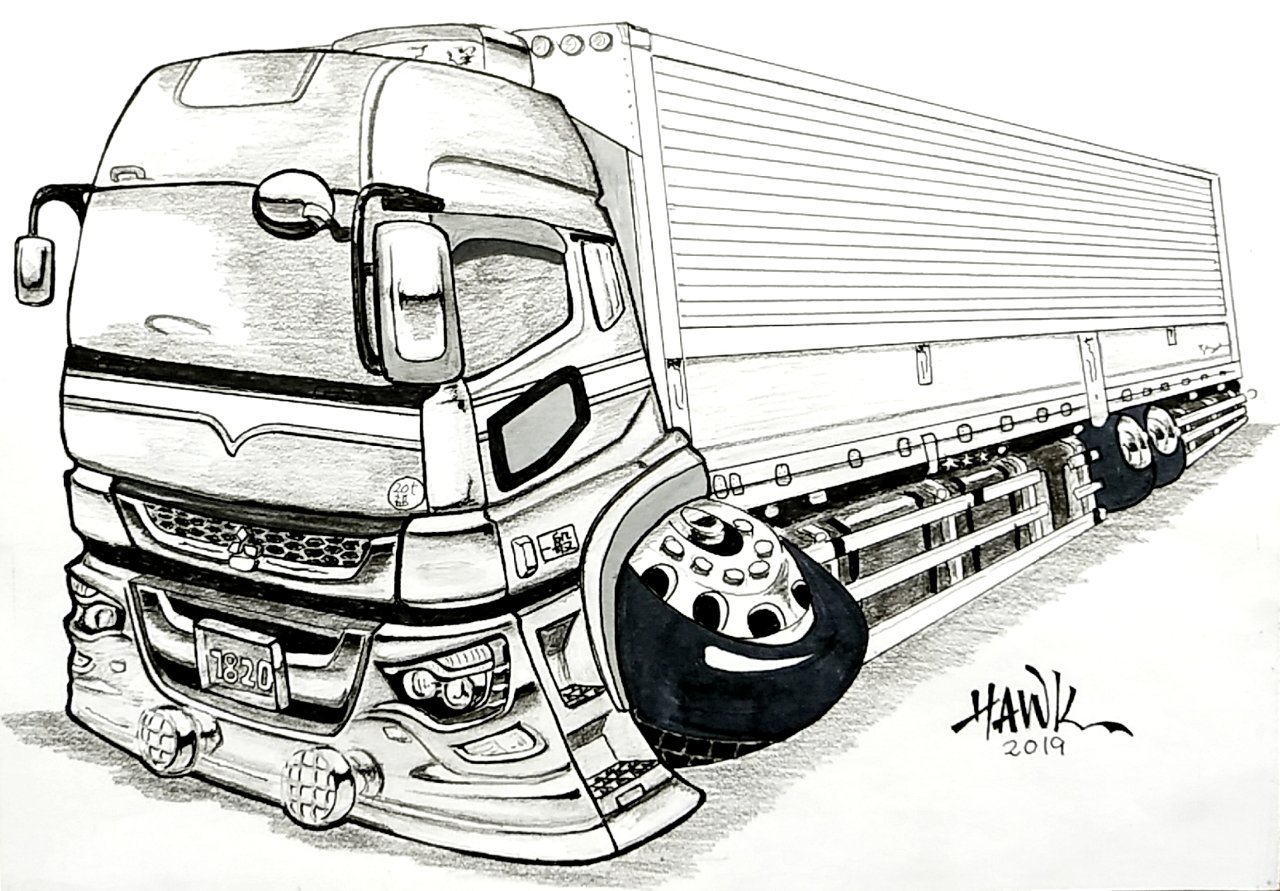 Twitter 上的 Hawk おはようございます Hawk です トラックイラストが完成しました 今回は 本舗ファミリーの有名車 ふじちゃん本舗號です 皆さん 本日もよろしくお願いします トラック イラスト スーパーグレート 本舗ファミリー T Co 10lv4bnzm4