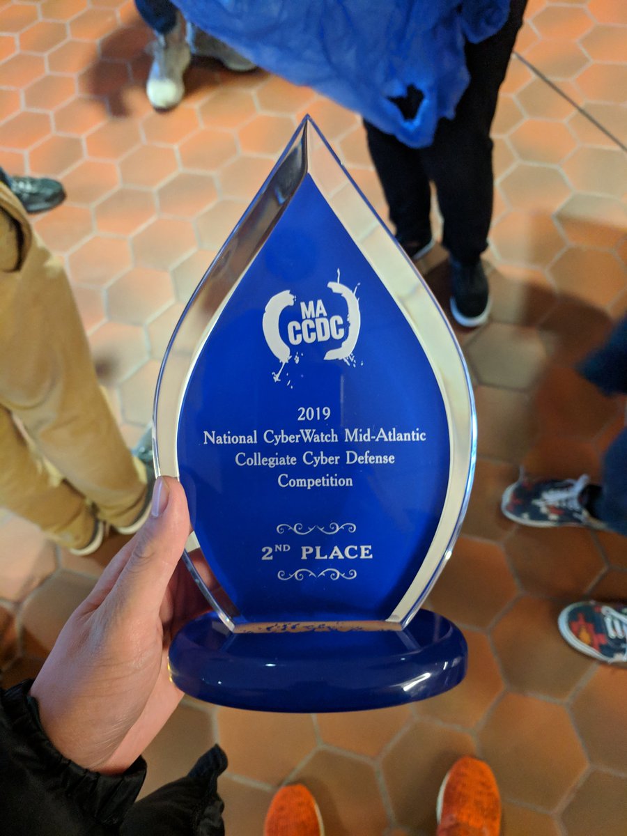 VCUCyber's tweet photo. After a 2 day test of #infosec skills and endurance, we are pleased to announce our 2nd place finish at #MACCDC! Congratulations to @cnsatuva for securing the win, and good luck at NCCDC! Thanks to all the organizers, volunteers, and sponsors for running such a great event! https://t.co/LmQL5UViYD