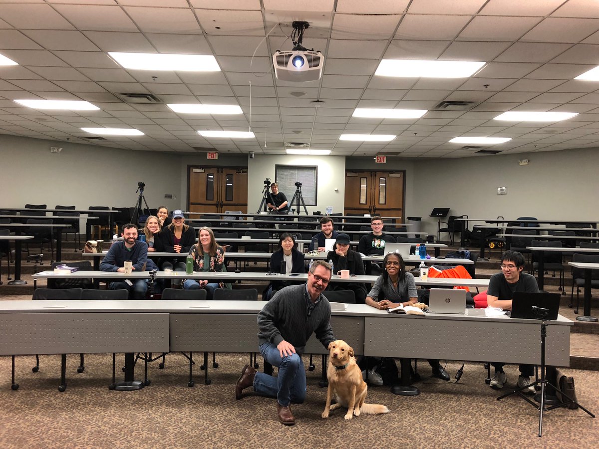 My dad brought my dog to his graduate class today and the following ensued. RT to make someone’s day