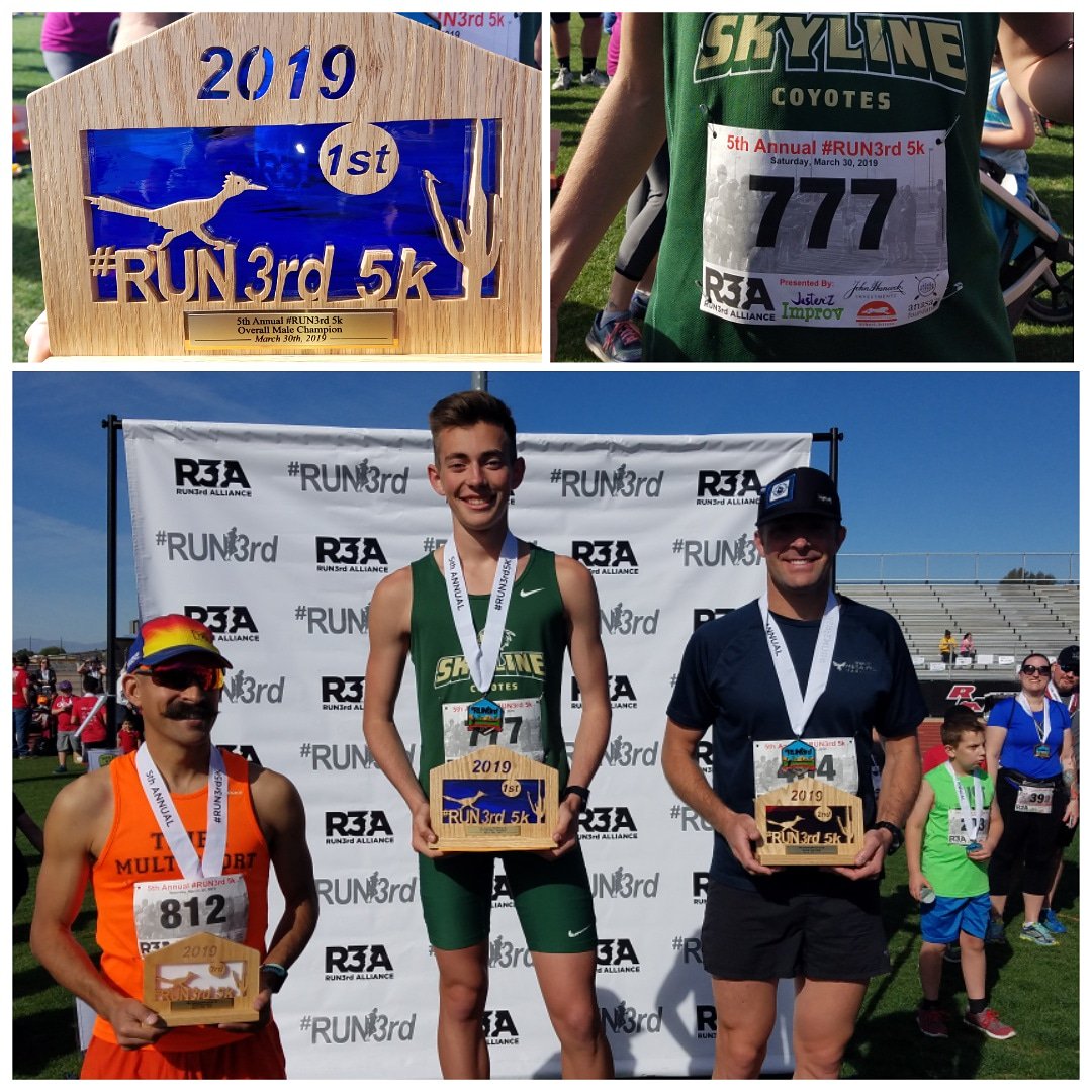 Row_Fight_Win's tweet photo. Tatum Jelleberg sets the course record at the #run3rd5k!
SCXC runners Carter Owens, Autumn Fairbanks, and Owen Grant also won medals in their age group! But, we don't have pictures, because technology.
@SkylineCoyote https://t.co/LYb7c7Tqws