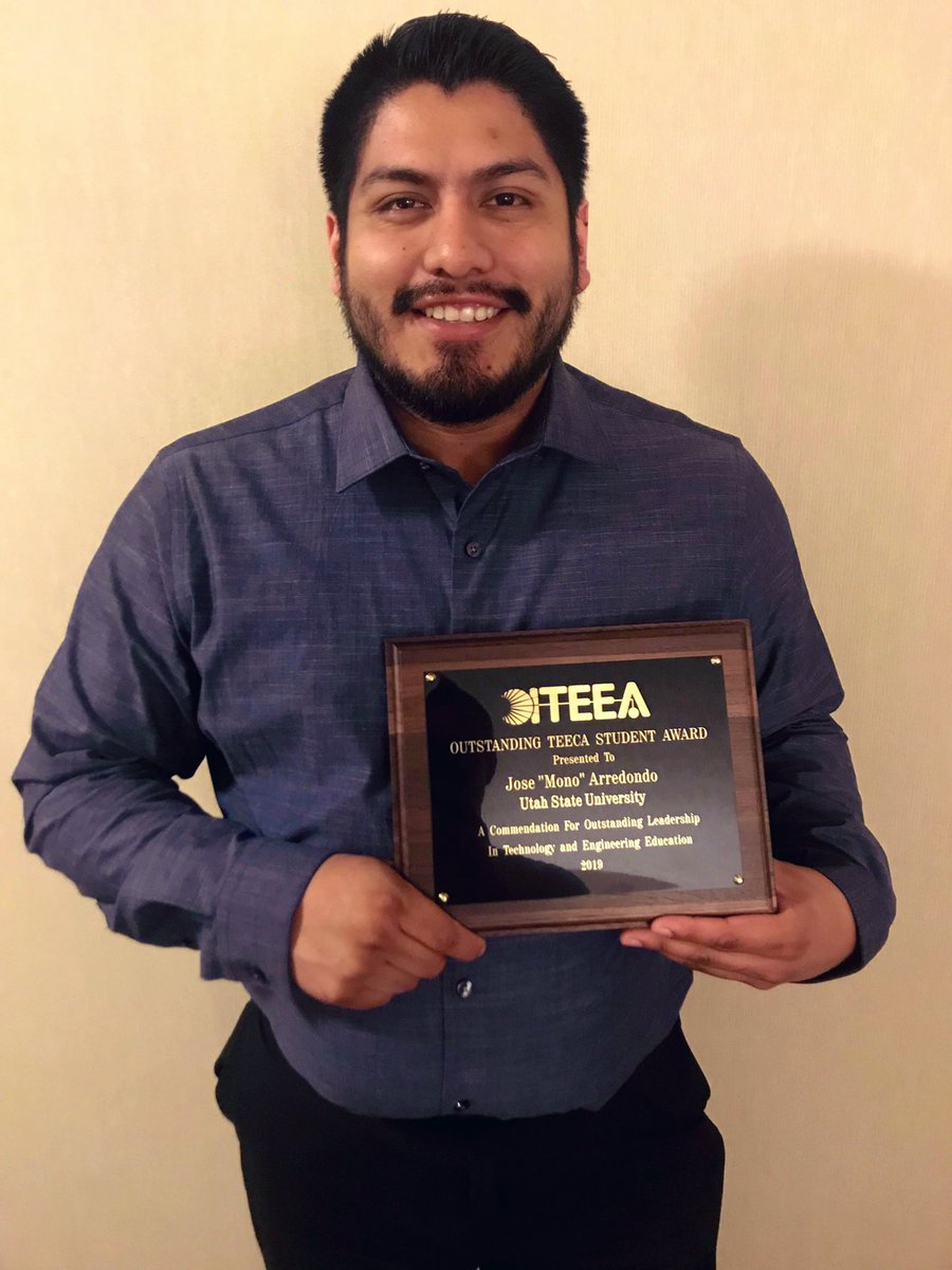 NationalTEECA's tweet photo. Congratulations to Mono Arredondo, Outstanding Student of the Year (and 2019-2020 TEECA President-Elect!) #ITEEA2019 #TEECA https://t.co/WKwUVog5Ks