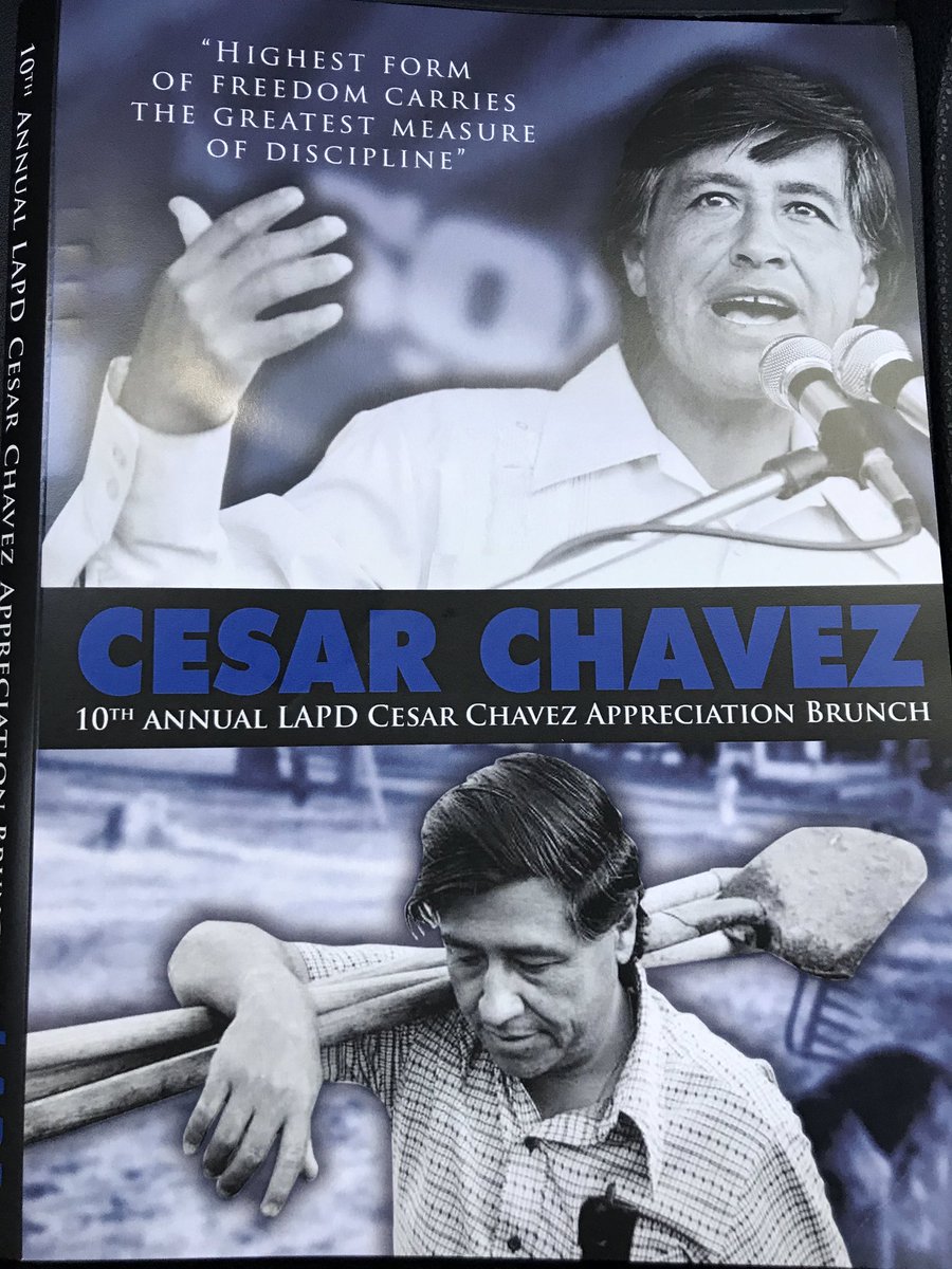 LASDGutierrez's tweet photo. Sheriff Villanueva, Chief Moore and others gave tribute to Cesar Chavez today. Honored to meet son Paul Chavez who spoke about his fathers commitment to social justice and respect for human dignity. Cesar Chavez, a hero and crusader for non violent social change. “Si se puede!” https://t.co/oX2jTAYQgk