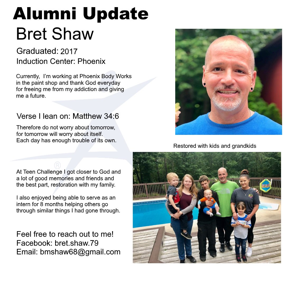 RanchChristian's tweet photo. Alumni Update! 2017 Teen Challenge of Arizona graduate Bret Shaw!  #teenchallenge #tcaz #prevention #azgivesday #recovery #arizona #drugaddiction #graduate2017 https://t.co/7vaM40GRfI