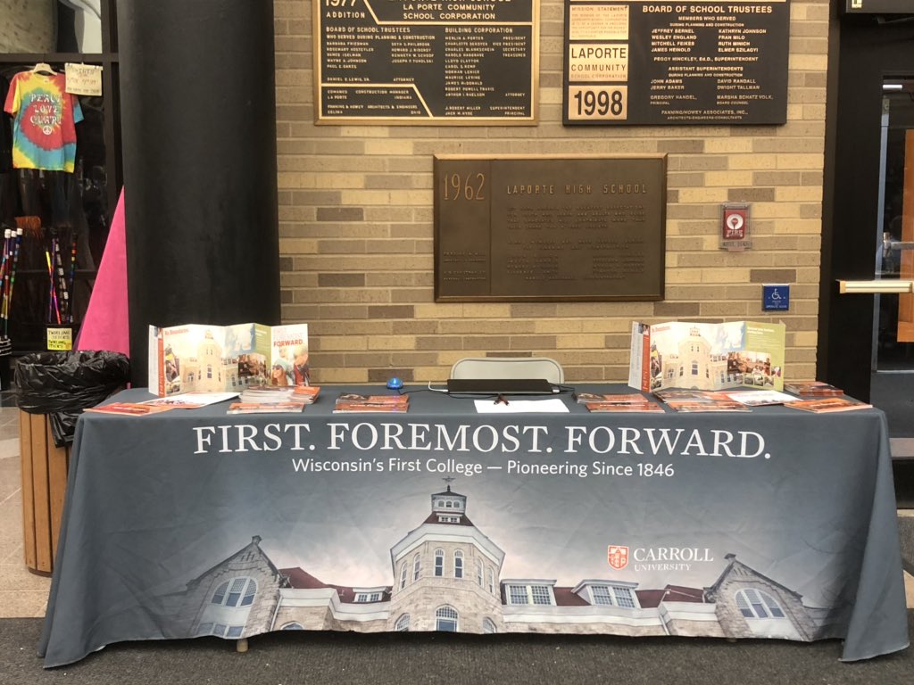 Stop by the <a href="/Carrollu/">Carroll University</a> @prideofthepios booth at the Midwest Colorguard Championship and learn more about the marching arts at the college level! See us perform tonight at 9:44pm! #wgi2019 #wgi #colorguard #winterguard