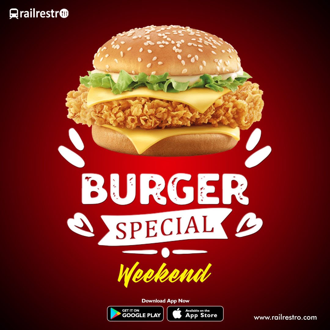 Railrestro's tweet image. #WeekendWow: Hungry???? Grab Special Addition to Our Weekend Menu, "Zingy Chicken Burger". Order Now for someone Traveling via Railrestro App at bit.ly/2G5izzn or Call 8102888111